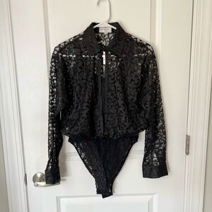 Henri Bendel Black Lace Bodysuit